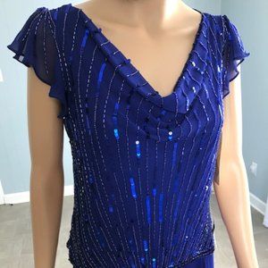 J Kara HBO's VEEP NWT Beaded Overlay Chiffon A-line Dress  Sz 6